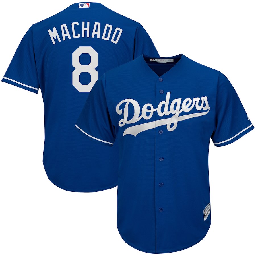 2018 Men Los Angeles Dodgers #8 Machado blue game jerseys->los angeles dodgers->MLB Jersey